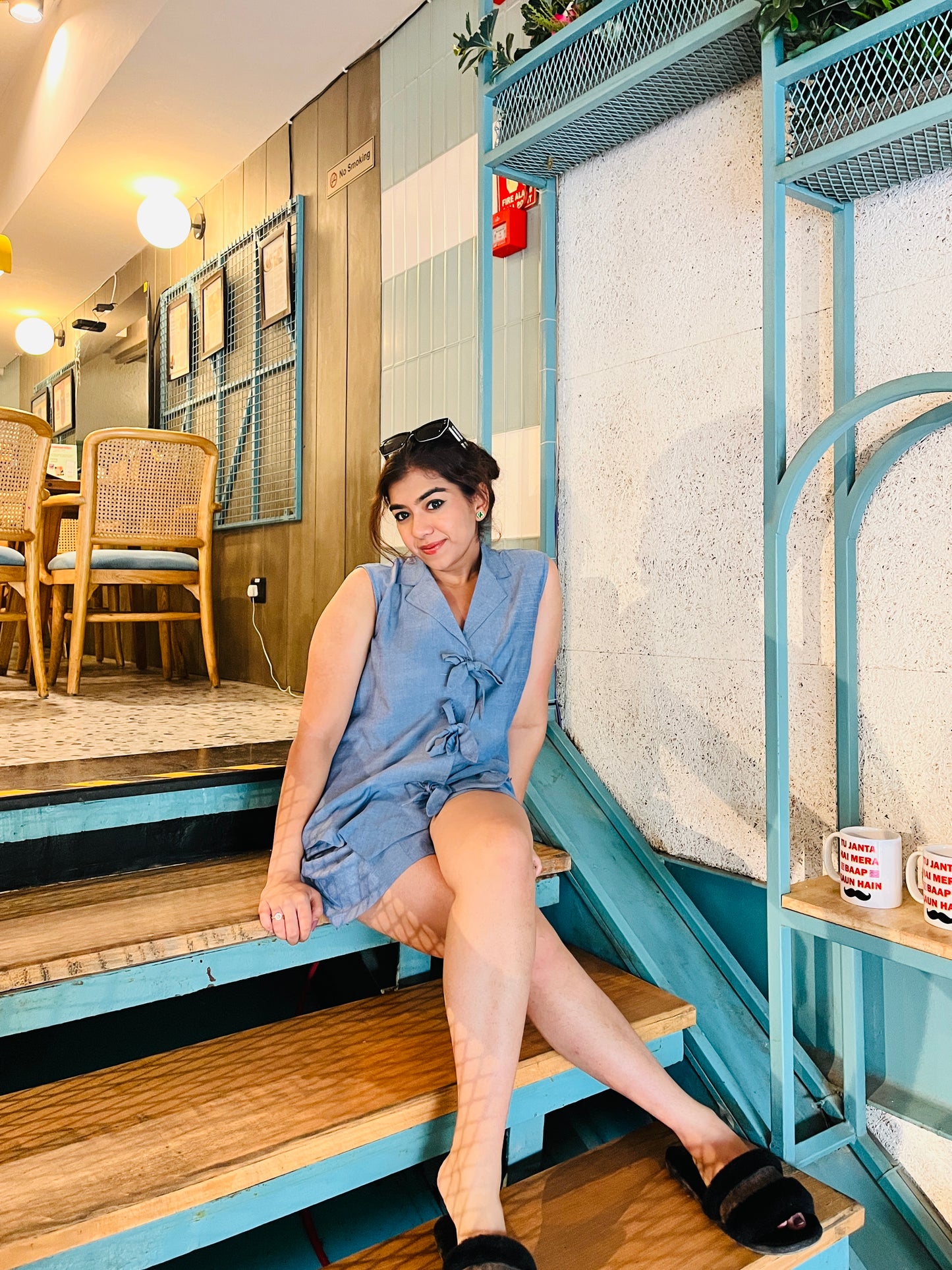 Blue Breeze denim coord set (Long top + shorts)