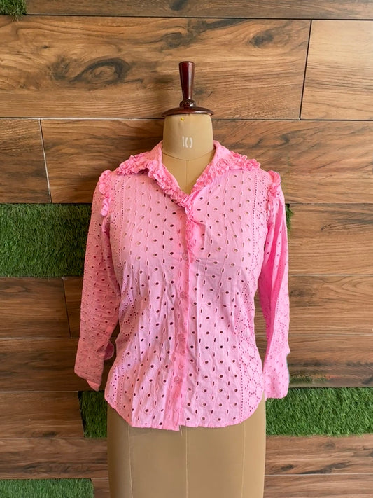 Baby Pink Schiffli shirt